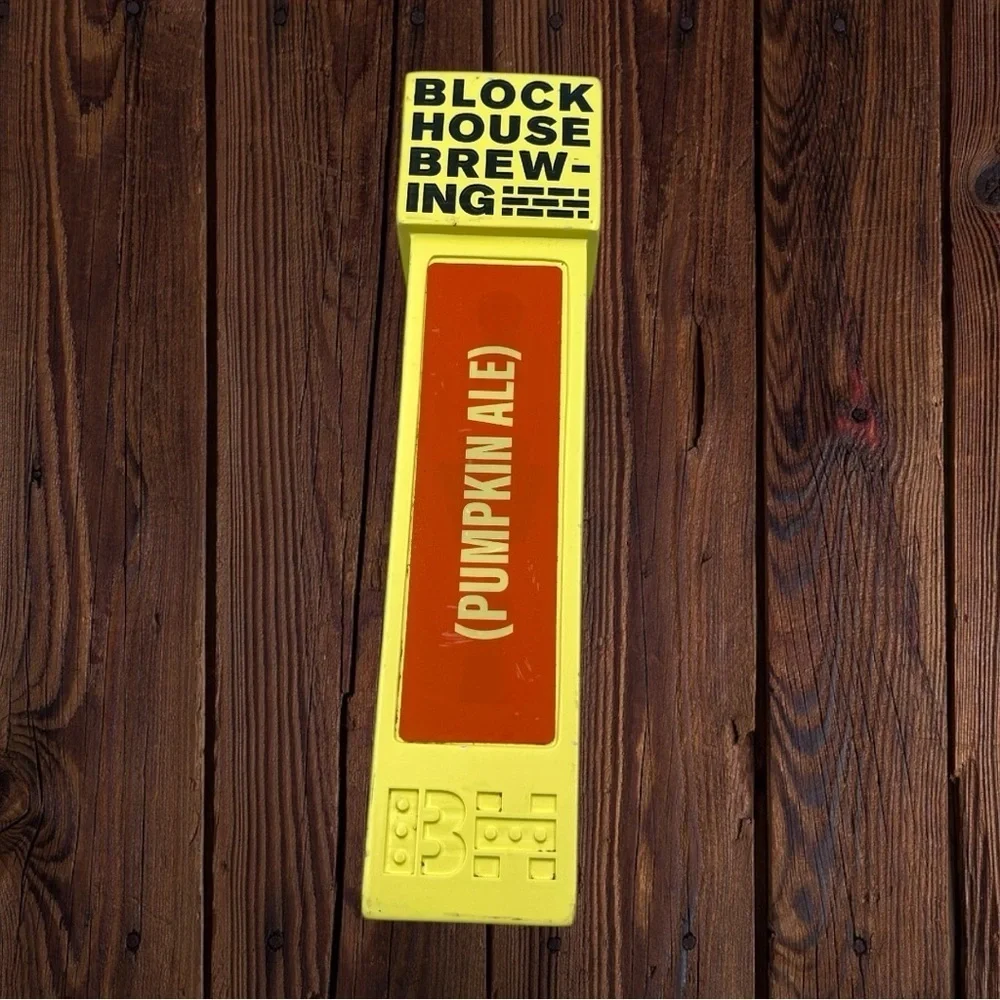 Block House Brewing Pumpkin Ale Beer Tap Handle Rare Fall Brick Style